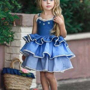 Dollcake Vintage blue tiered dress